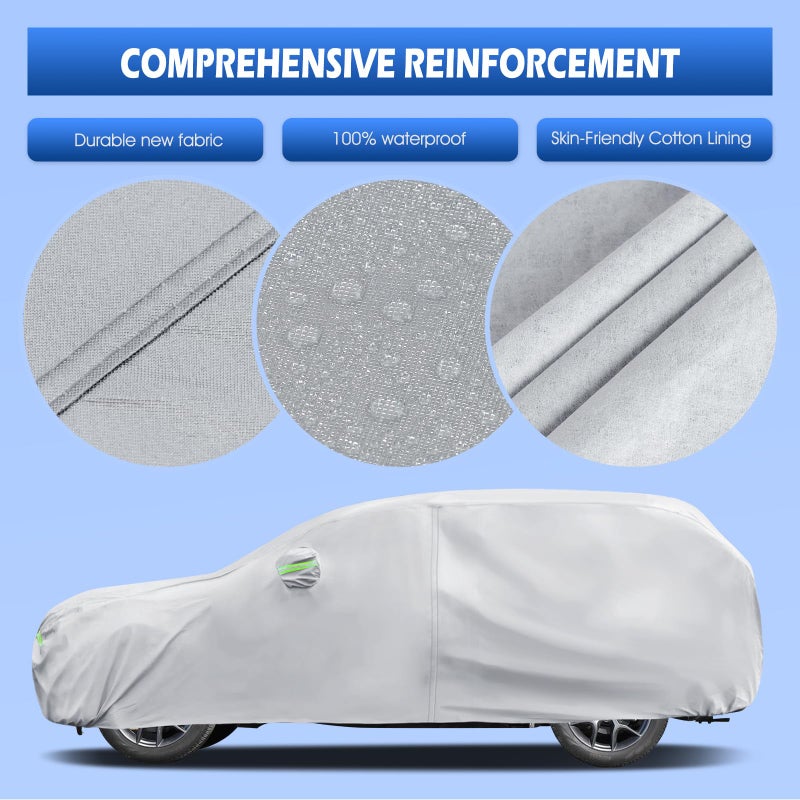 Migaven Car Cover Custom Fit for Jeep Grand Cherokee 2000-2025, Migaven Waterproof Full Exterior Cover Sun Rain Protection with Door Zipper and Cotton Lining, Silver - Image 3